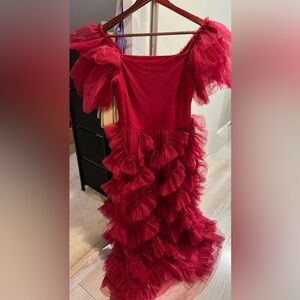 JessaKae Isla Burgundy Scarlet Ruffle Dress Midi Maxi NWT XS